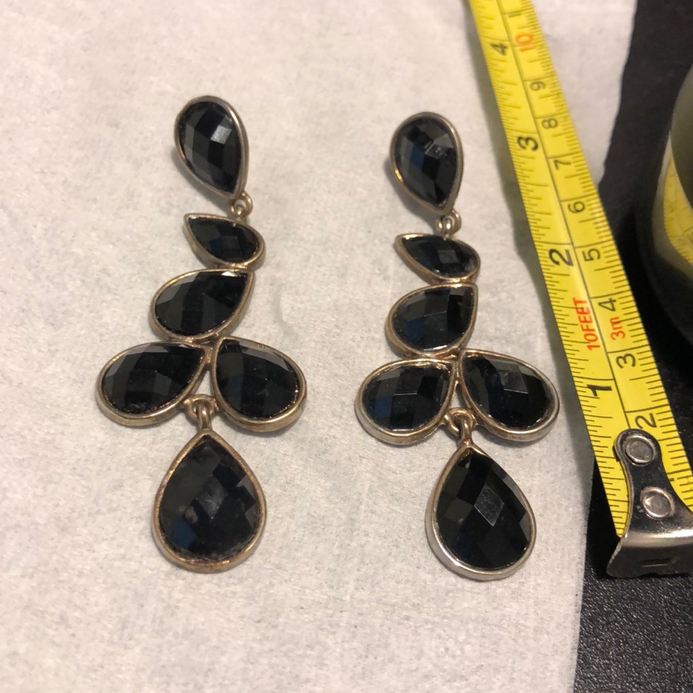 Black long petal earrings